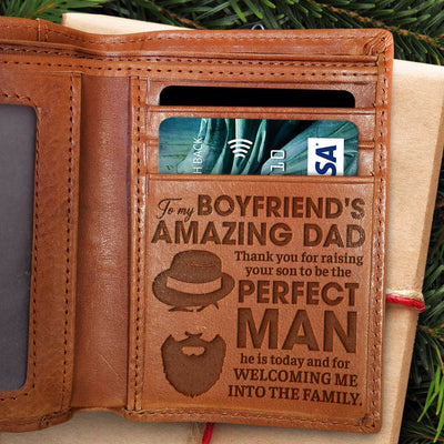 Thank You For Raising Your Son To Be The Perfect Man - Engrave Leather Wallet - Best Gifts For Boyfriend's Dad