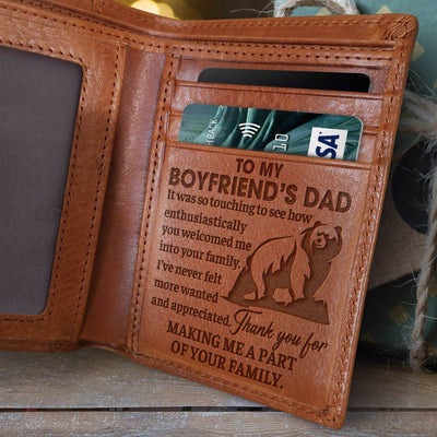 It Was So Touching To See How Enthusiastically You Welcomed Me Into Your Family - Engrave Leather Wallet - Best Gifts For Boyfriend's Dad
