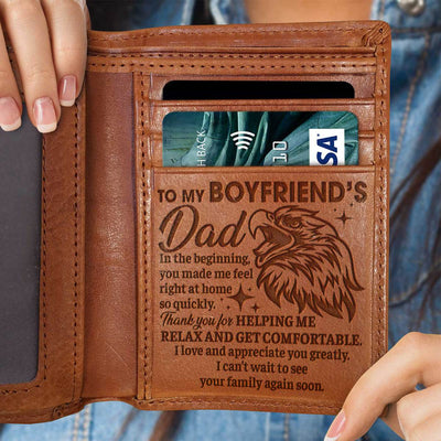 In The Beginning, You Made Me Feel Right At Home So Quickly - Engrave Leather Wallet - Best Gifts For Boyfriend's Dad