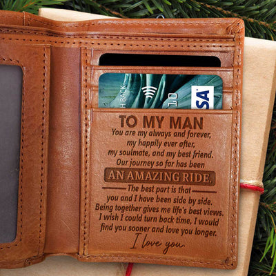 I Wish I Could Turn Back Time, I Would Find You Sooner And Love You Longer - Engrave Leather Wallet - Best Gifts For Boyfriend, Valentines Day Gift For Him