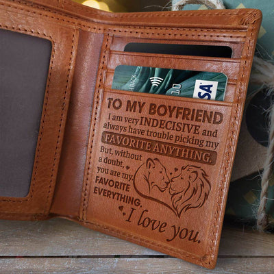Without A Doubt, You Are My Favorite Everything - Engrave Leather Wallet - Best Gifts For Boyfriend, Valentines Day Gift For Him