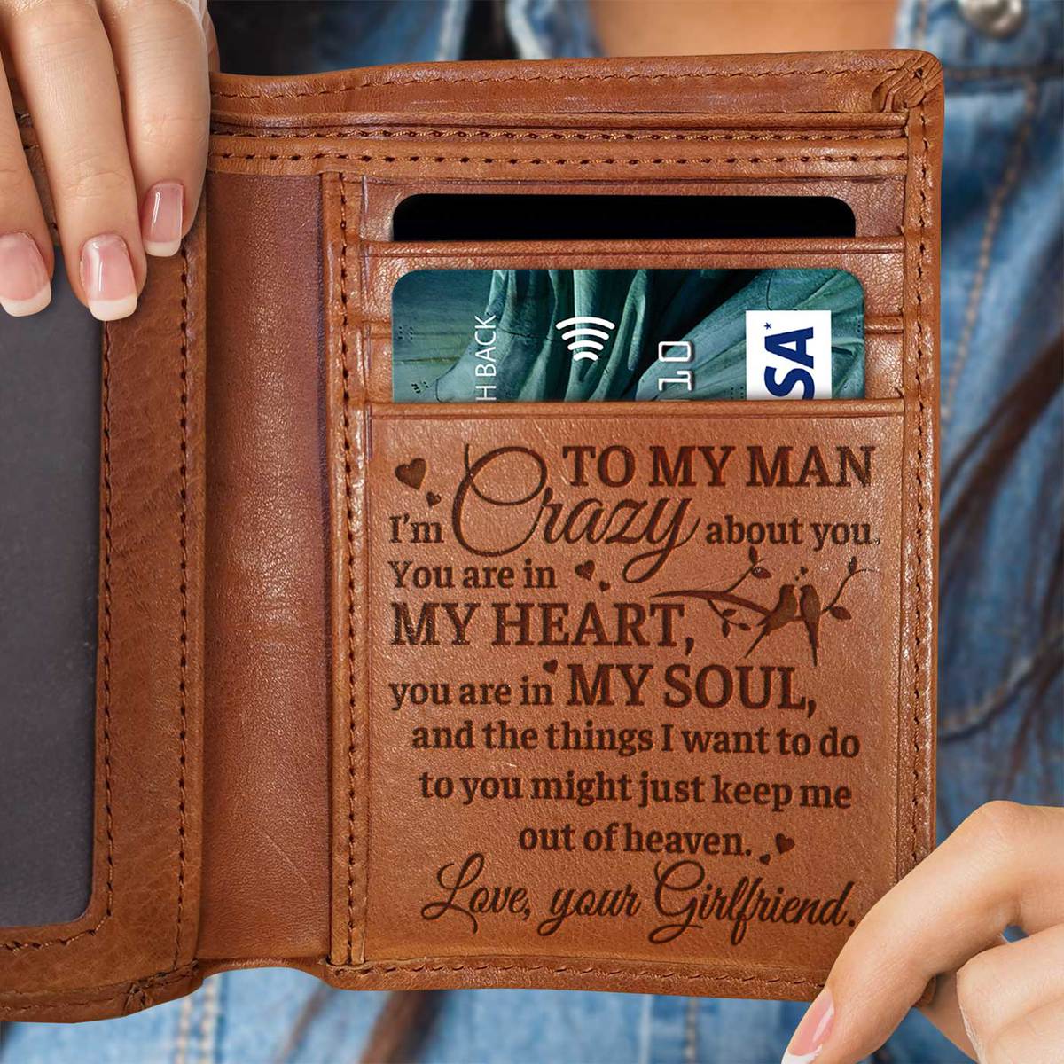 The Things I Want To Do To You Might Just Keep Me Out Of Heaven - Engrave Leather Wallet - Best Gifts For Boyfriend, Valentines Day Gift For Him