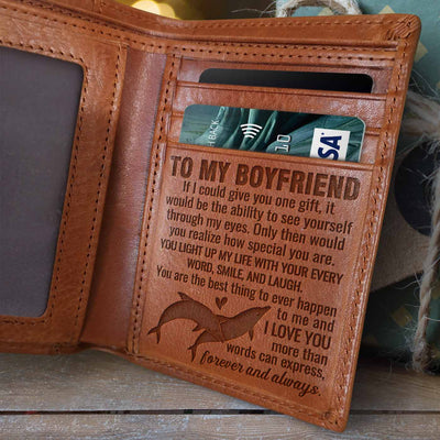 You Light Up My Life With Your Every Word, Smile, And Laugh - Engrave Leather Wallet - Best Gifts For Boyfriend, Valentines Day Gift For Him