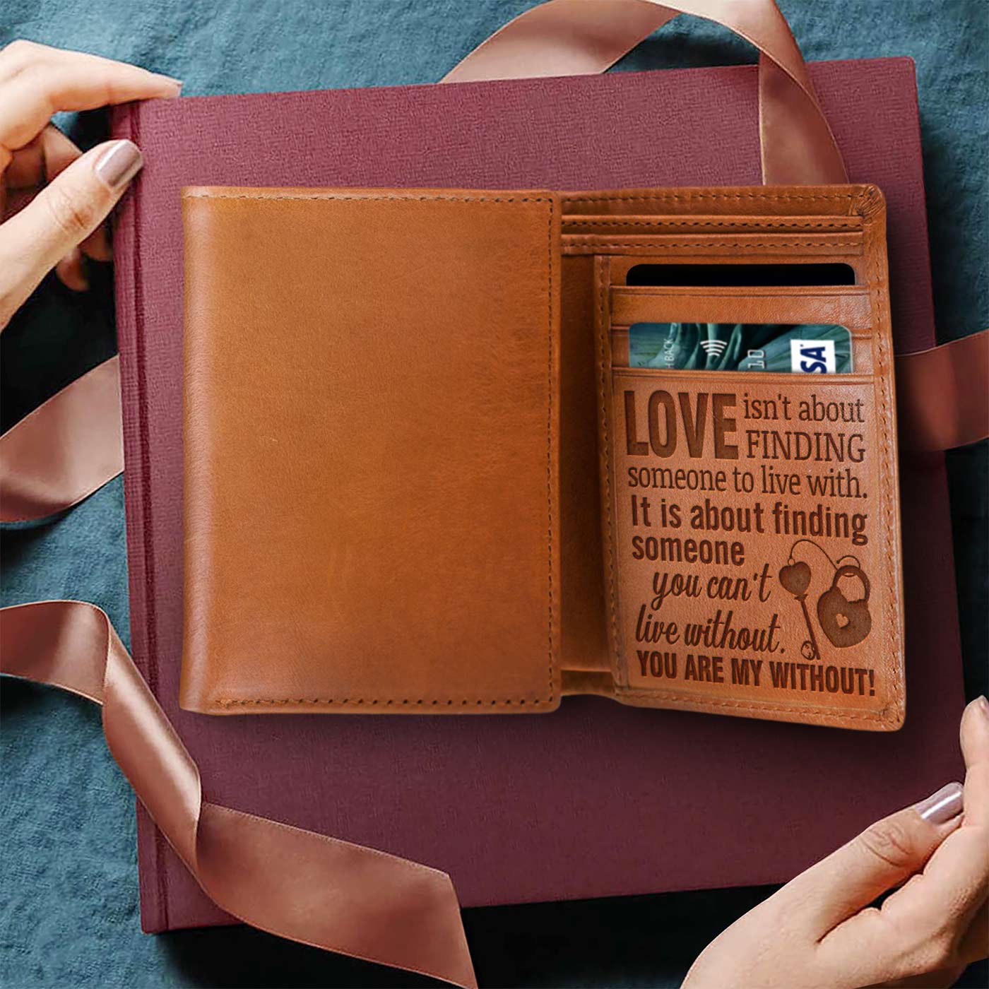 Love Isn't About Finding Someone To Live With - Engrave Leather Wallet - Best Gifts For Boyfriend, Valentines Day Gift For Him