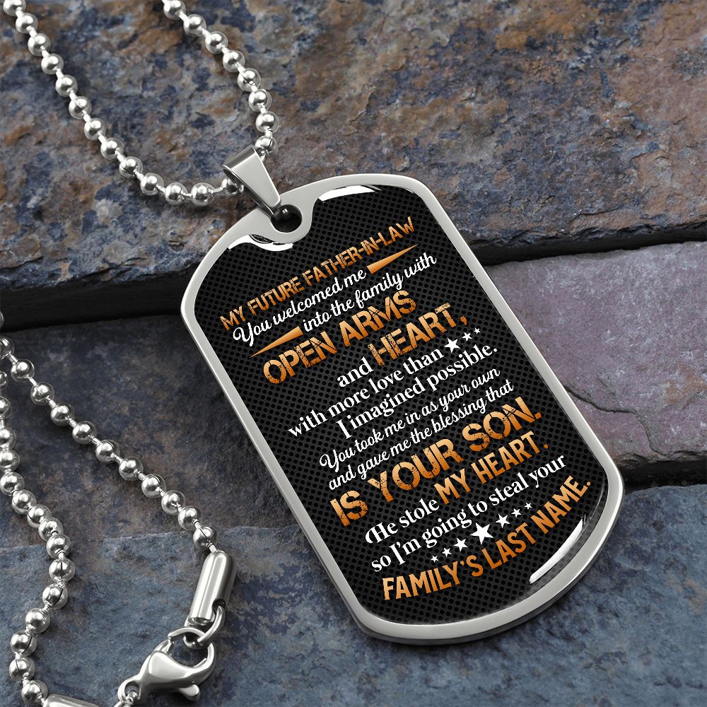 I'm Going To Steal Your Family's Last Name - Gift For Dad, Dad Dog Tag, Gift For Future Dad-in-law