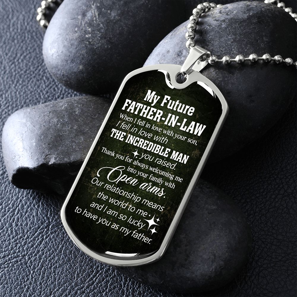 Our Relationship Means The World To Me - Gift For Dad, Dad Dog Tag, Gift For Future Dad-in-law
