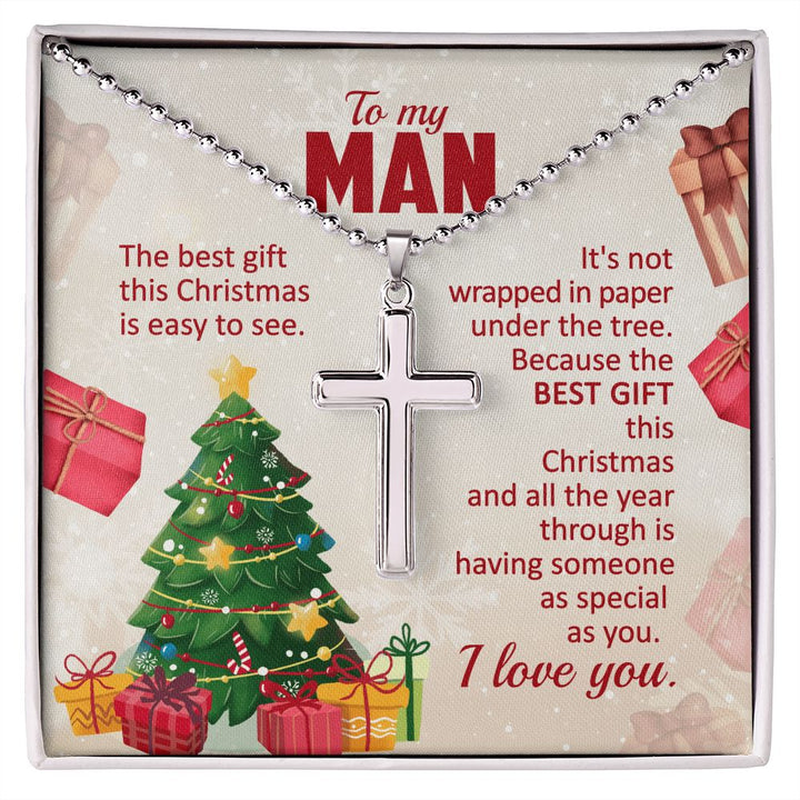 Because The Best Gift This Christmas Is Having Someone As Special As You - Cross Necklace, Gift For Boyfriend, Gift For Him, Anniversary Gifts