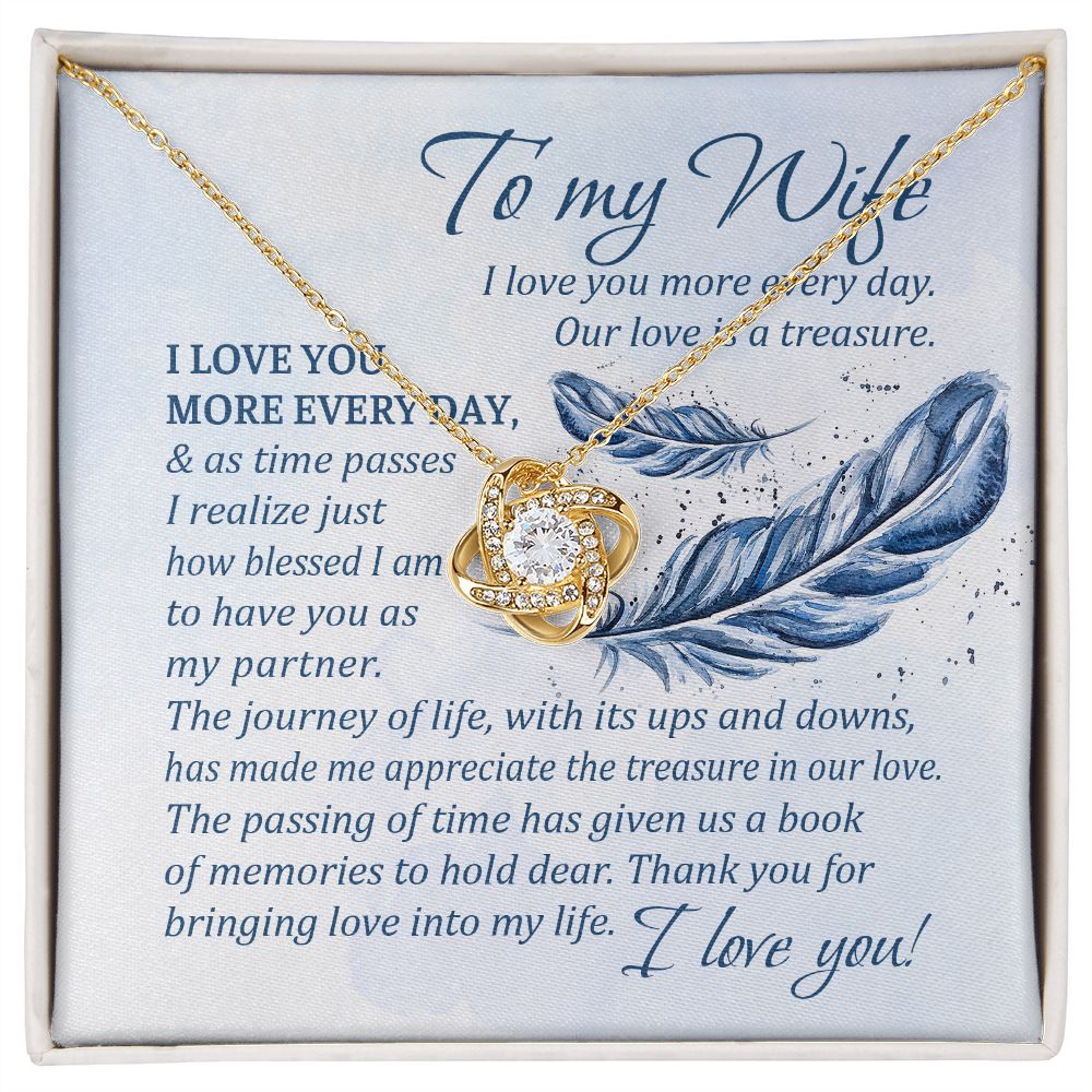 I Love You More Every Day, Our Love Is A Treasure - Women's Necklace, Gift For Her, Anniversary Gift, Valentine's Day Gift For Wife