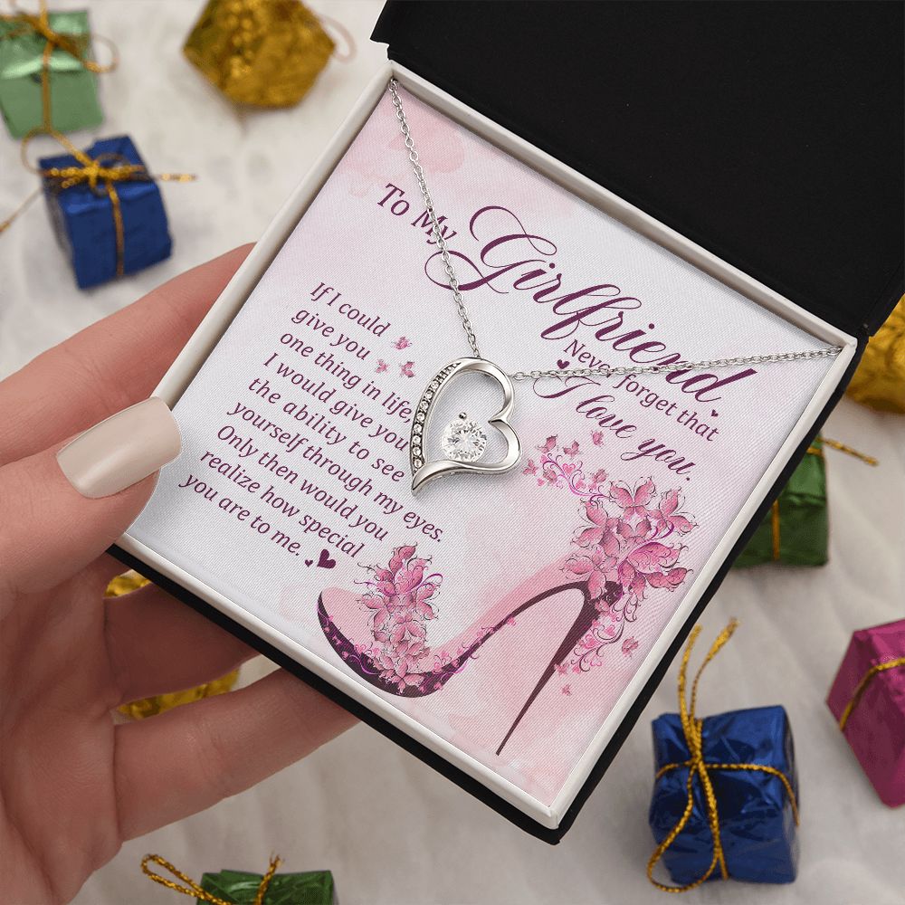 To My Girlfriend Never Forget That I Love You - Women's Necklace, Gift For Her, Anniversary Gift, Valentine's Day Gift For Girlfriend